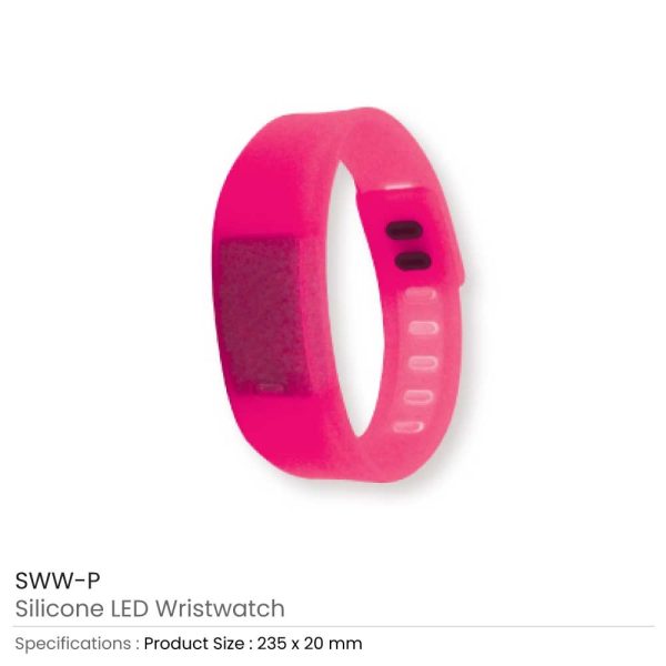 Wristband-with-Digital-Watch Pink