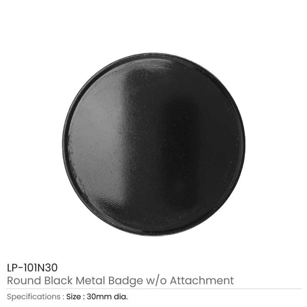 Round Black Metal Badges
