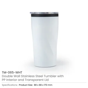 Double Wall SS Tumblers with PP Interior and Transparent Lid 580ml - Image 11