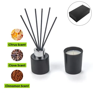 Scented Candle and Aroma Reed Diffuser with 6 Pcs Sticks Gift Sets - Image 1