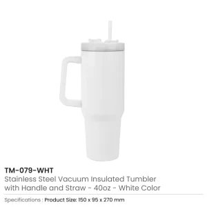 Tumblers with Handle and Straw in Stainless Steel 1200ml - Image 9